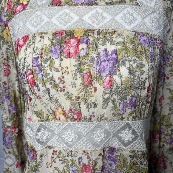 ASOS SZ 4 Floral Lace Trim Blouse dainty romantic Cottagecore Ruffle Sleeve Top - Picture 4 of 9